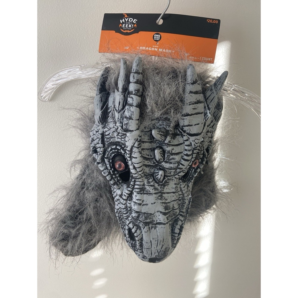 Kids XL Dragon Mask Halloween Costume Gray Headpiece Hyde and Eek Boutique‎